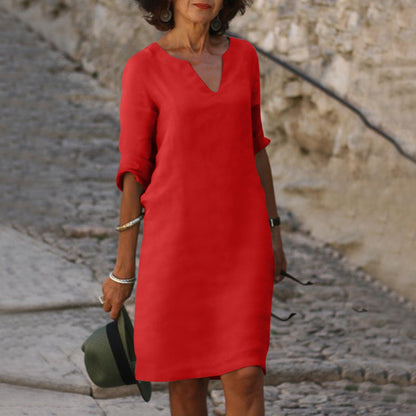 The Elira V-Neck Linen Dress