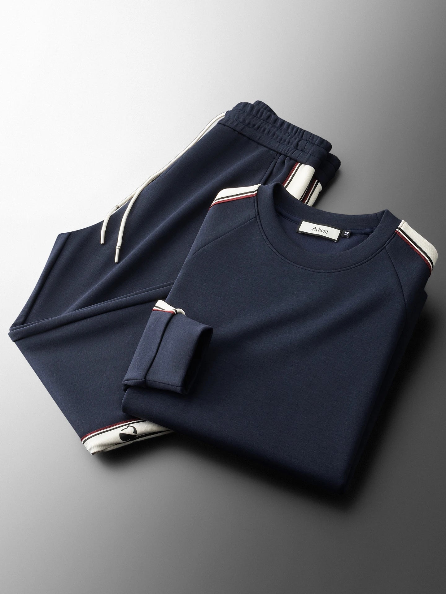 JSBD Autumn High-end Modal cotton air layer contrasting woven band sweatshirt two-piece Men's casual round-neck sport set