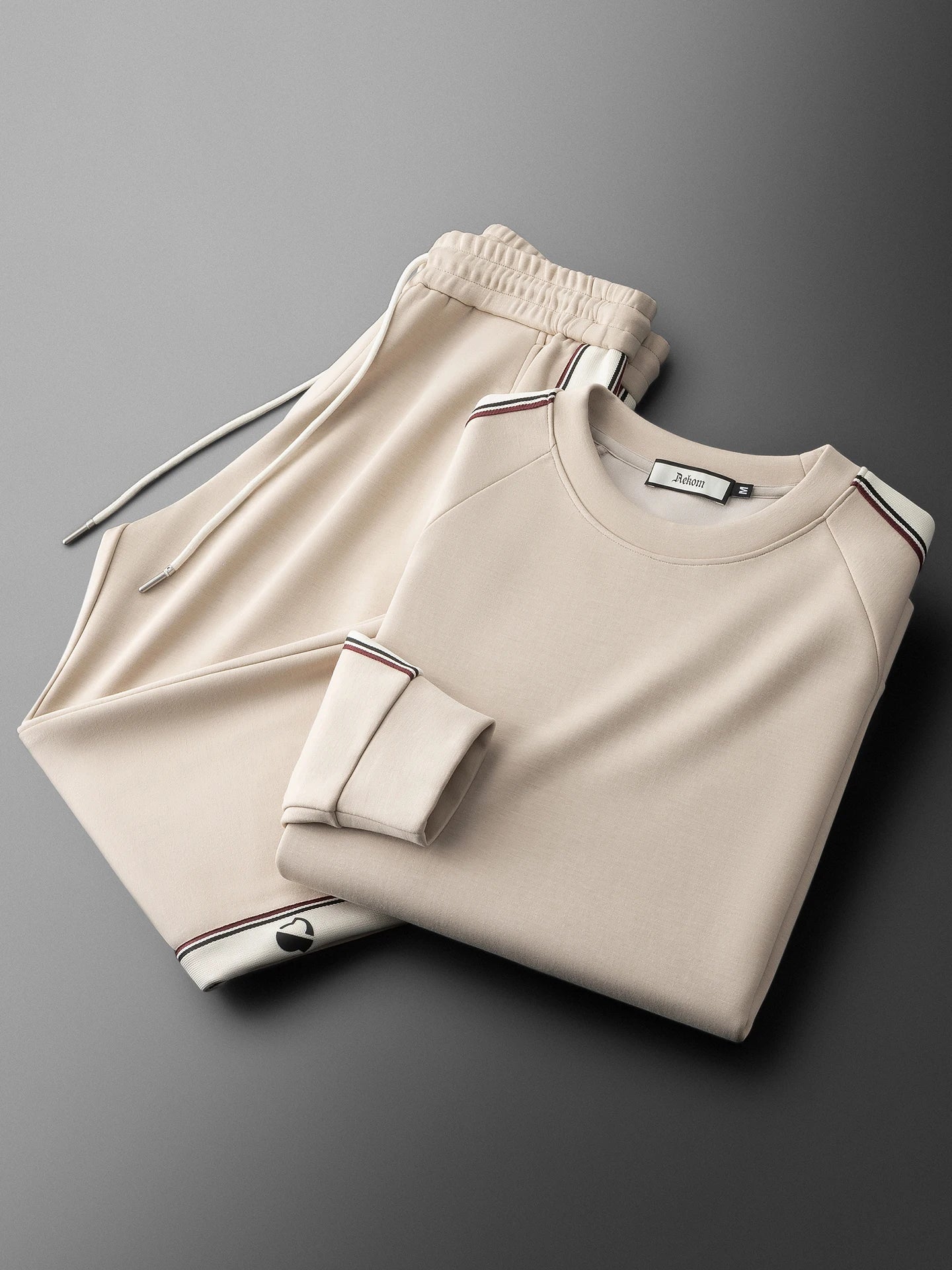 JSBD Autumn High-end Modal cotton air layer contrasting woven band sweatshirt two-piece Men's casual round-neck sport set