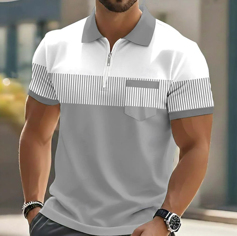 Langley zip-neck polo shirt for men