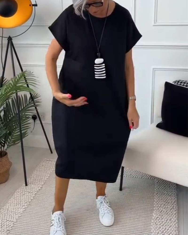 Simple letter print short sleeve casual dress
