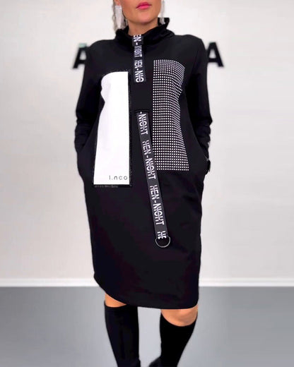Casual Straight Dress with Drawstring