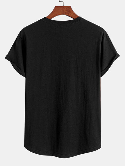3 Pieces Basic Cotton Arc Hem T-Shirts
