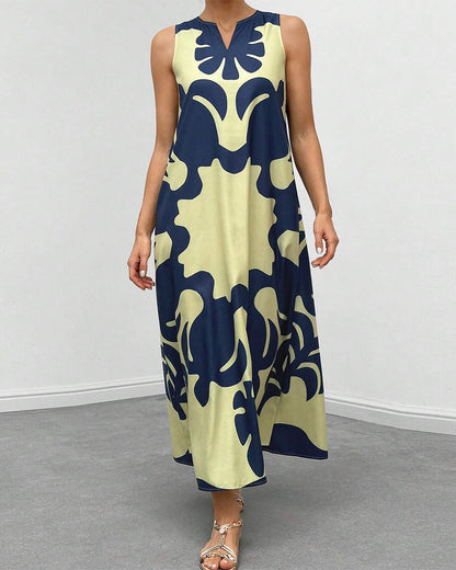 Stylish pocket print tank top dress