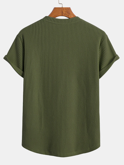Knitted Waffle Arc Hem T-Shirt