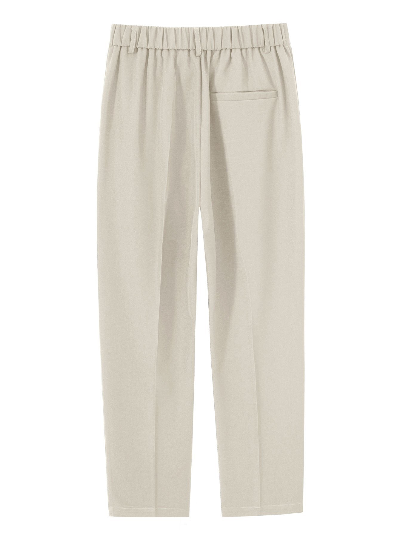 Relax Fit Elastic Waist Straight Leg Trousers