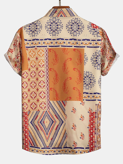 Scarf Print Button Up Shirt