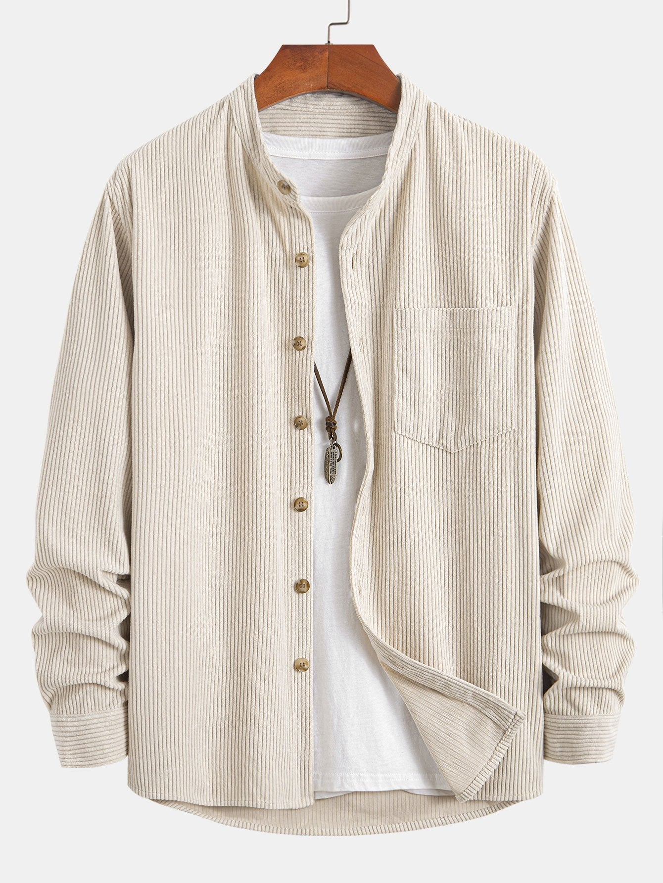 Corduroy Stand Collar Shirt