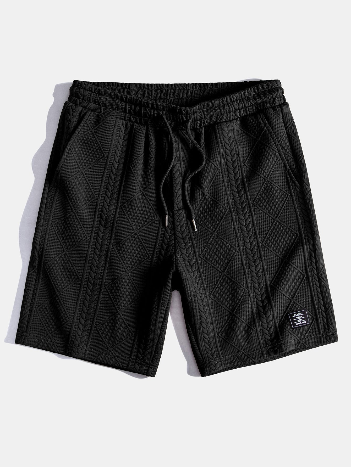 Geometric Jacquard Drawstring Shorts