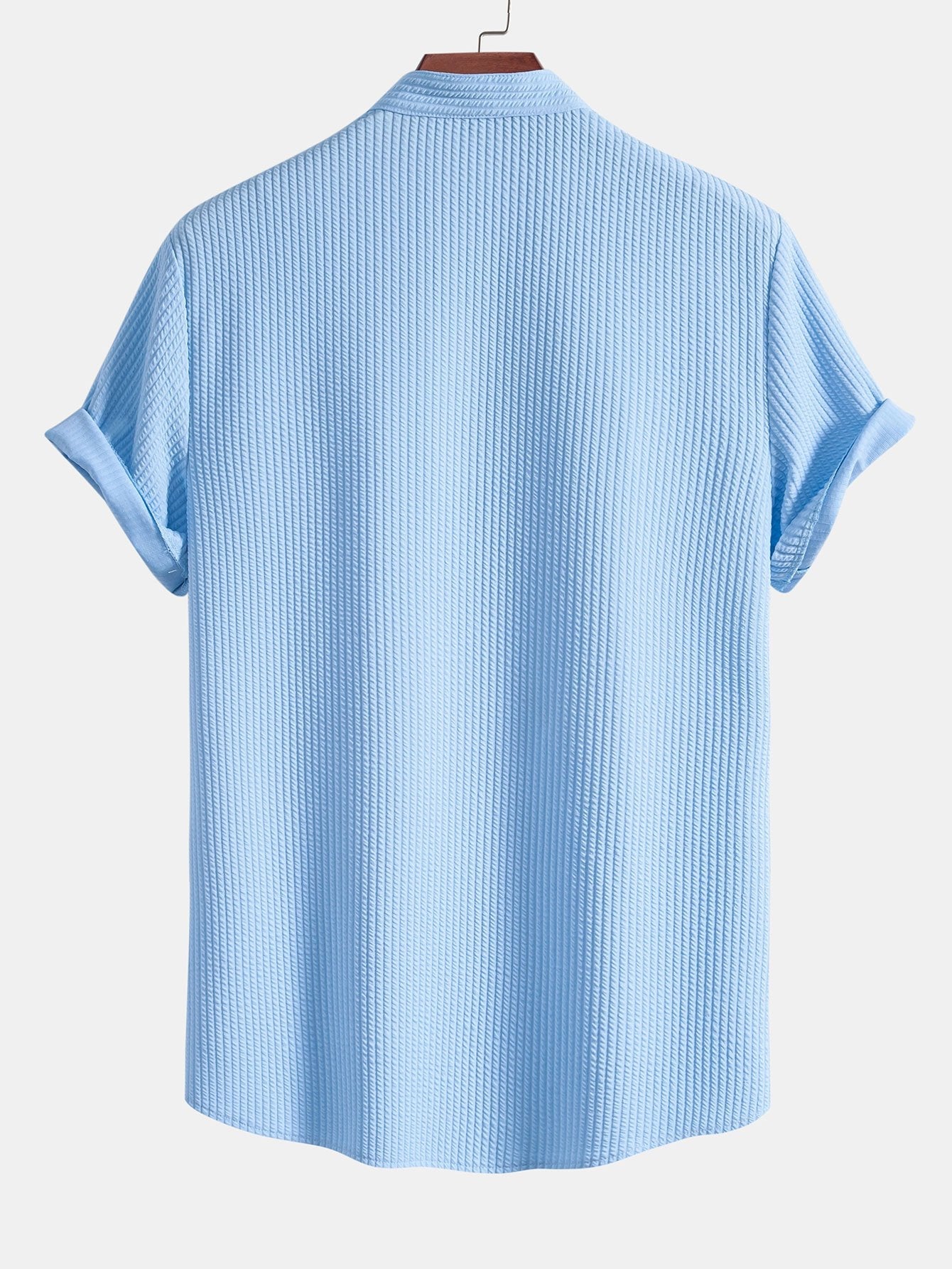 Muscle Fit Ribbed Stand Collar Shirt & Straight Leg Ribbed Pants