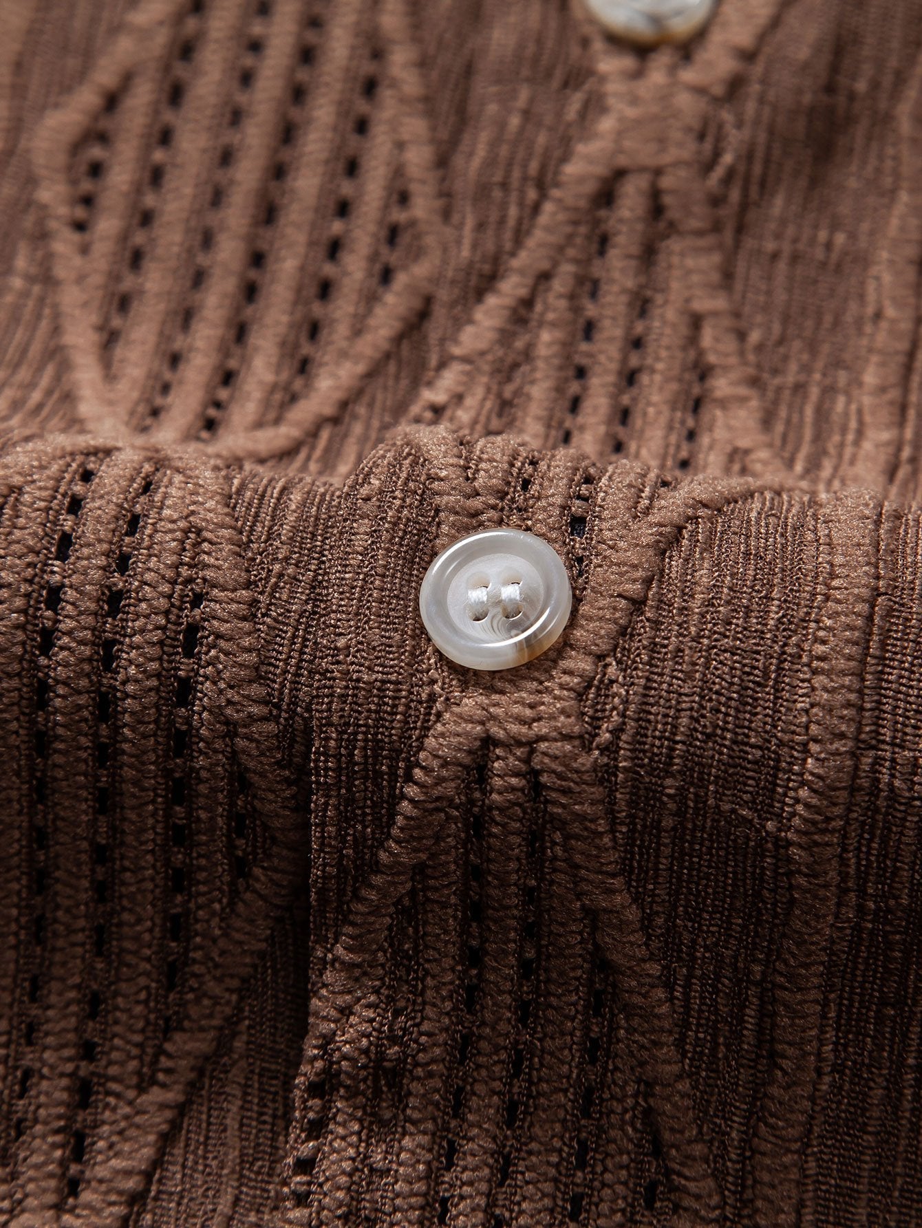 Geometric Jacquard Eyelet Cuban Shirt & Linen Cotton Blend Cropped Pants
