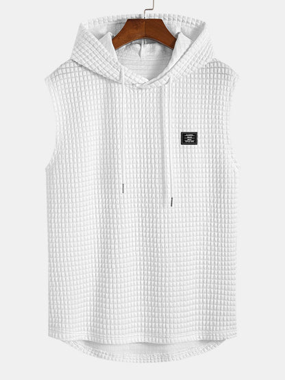 Sleeveless Waffle Hooded Vest