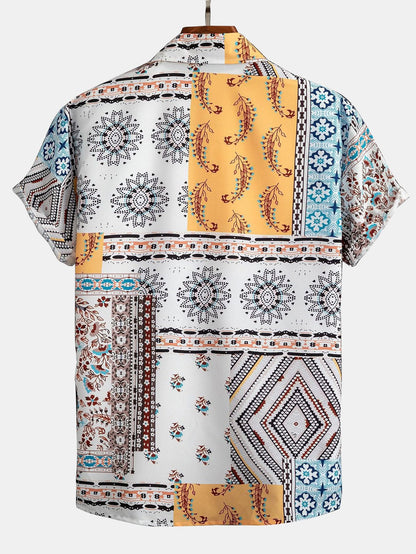 Scarf Print Button Up Shirt