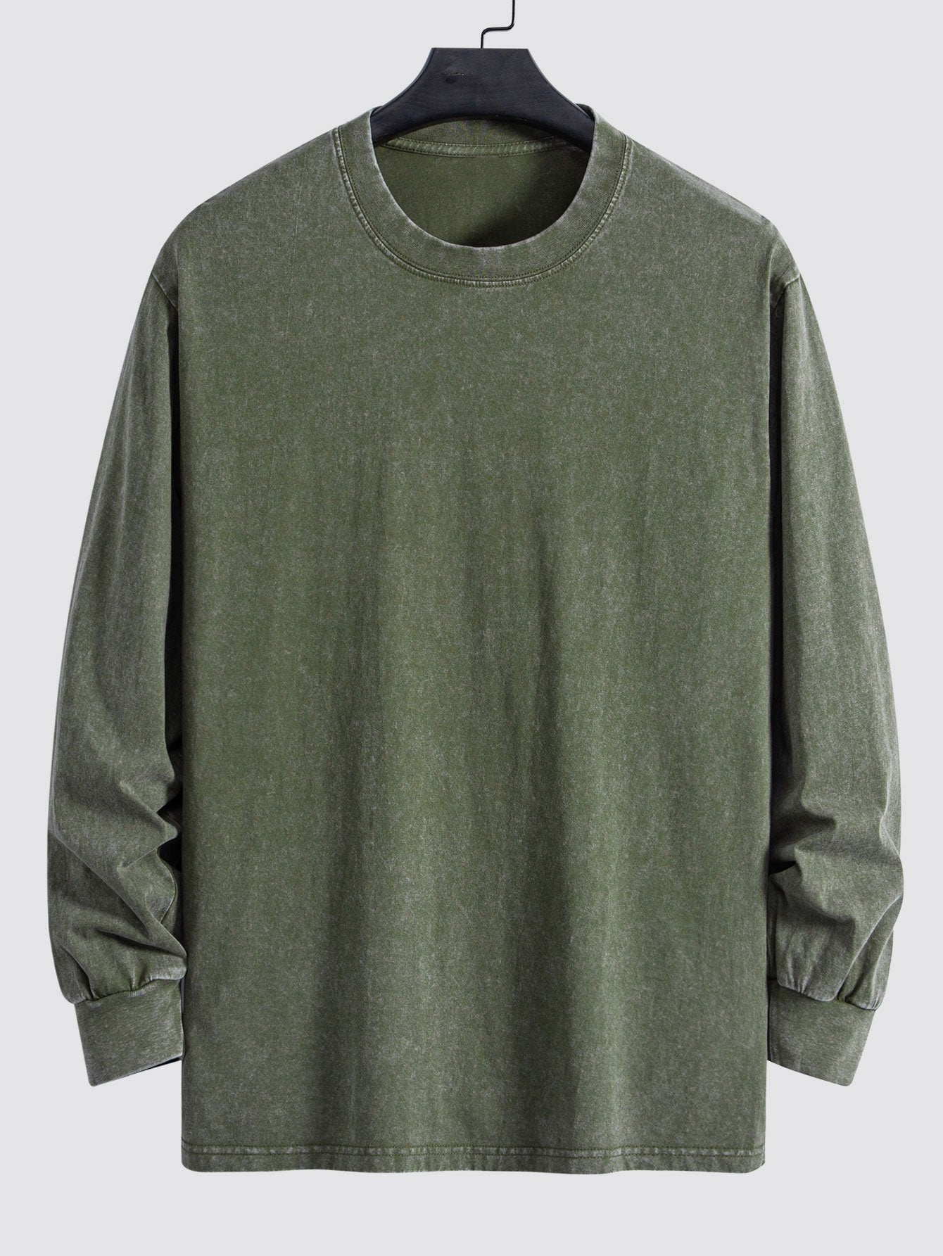 Relax Fit Long Sleeve Washed Distressed T-Shirt