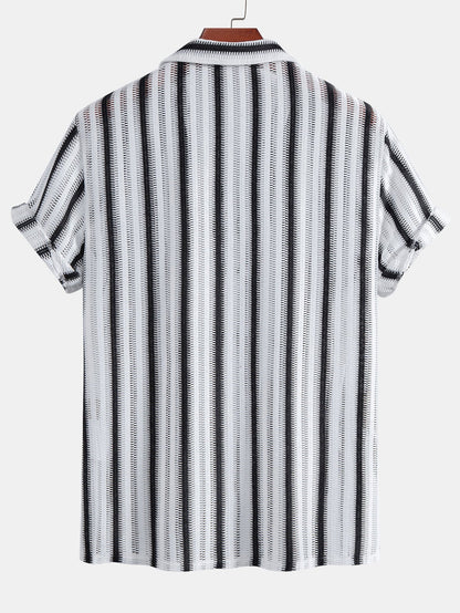 Striped Cutout Cuban Shirt