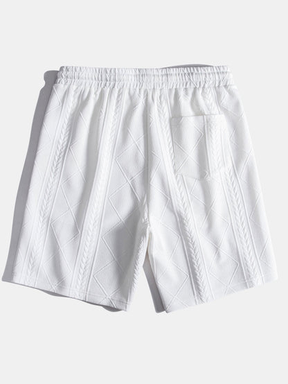 Geometric Jacquard Drawstring Shorts