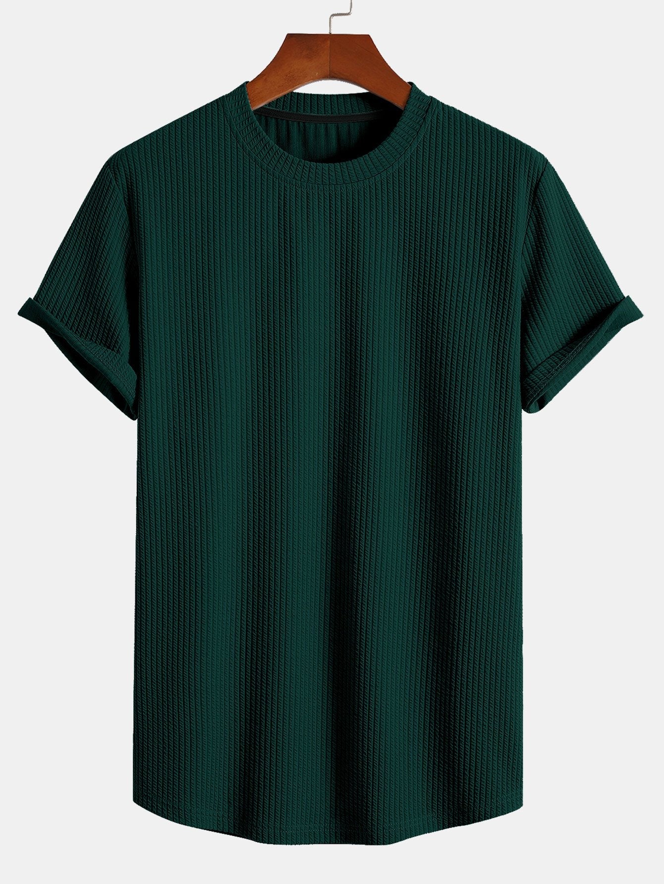 Muscle Fit Ribbed Arc Hem T-Shirt & Shorts