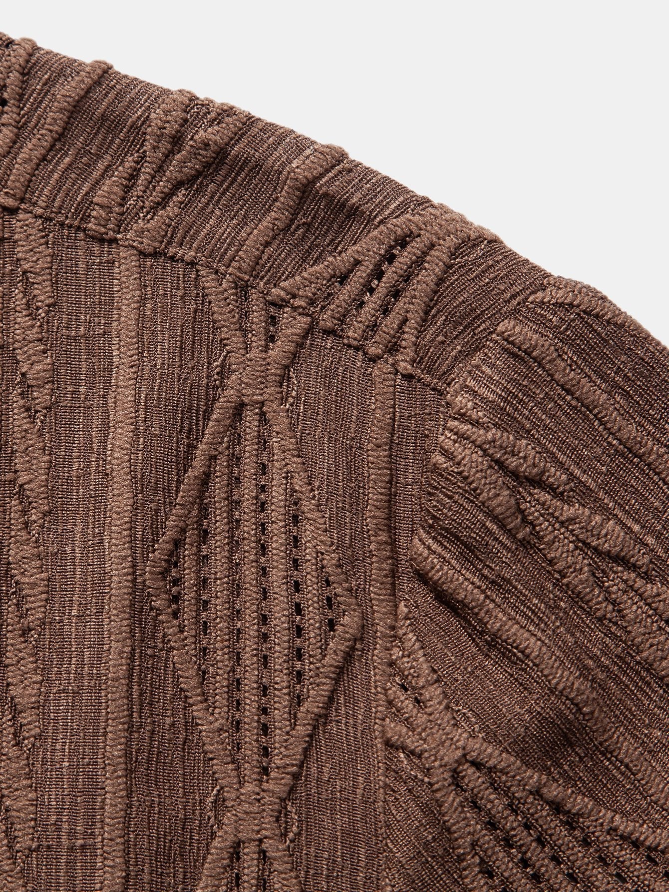 Geometric Jacquard Eyelet Cuban Shirt & Textured Shorts With Lining