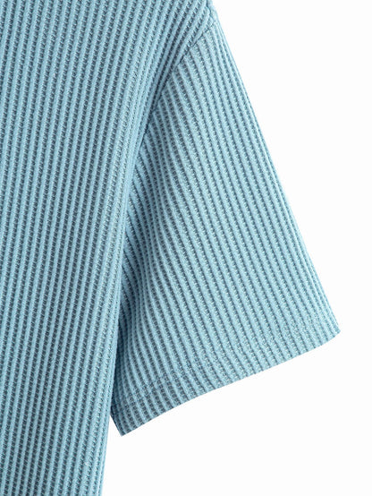 Knitted Waffle Arc Hem T-Shirt