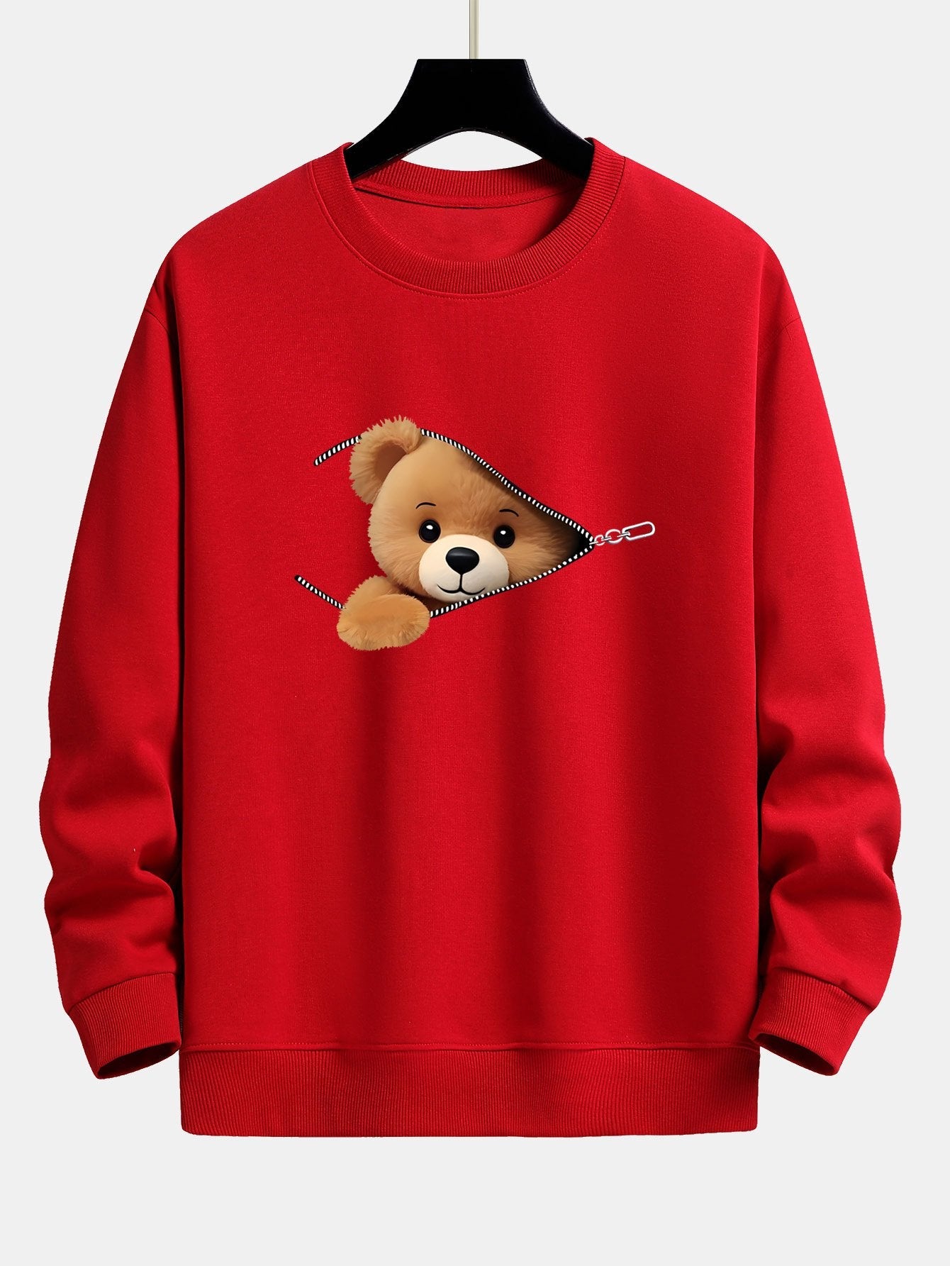Zipper Bear Print Relax Fit Sweatshirt