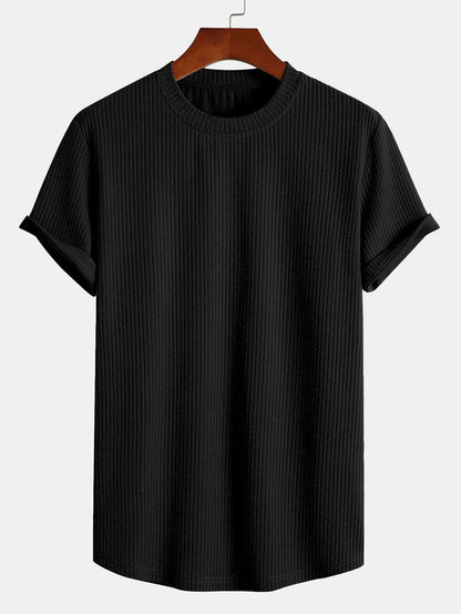 Muscle Fit Ribbed Arc Hem T-Shirt & Shorts