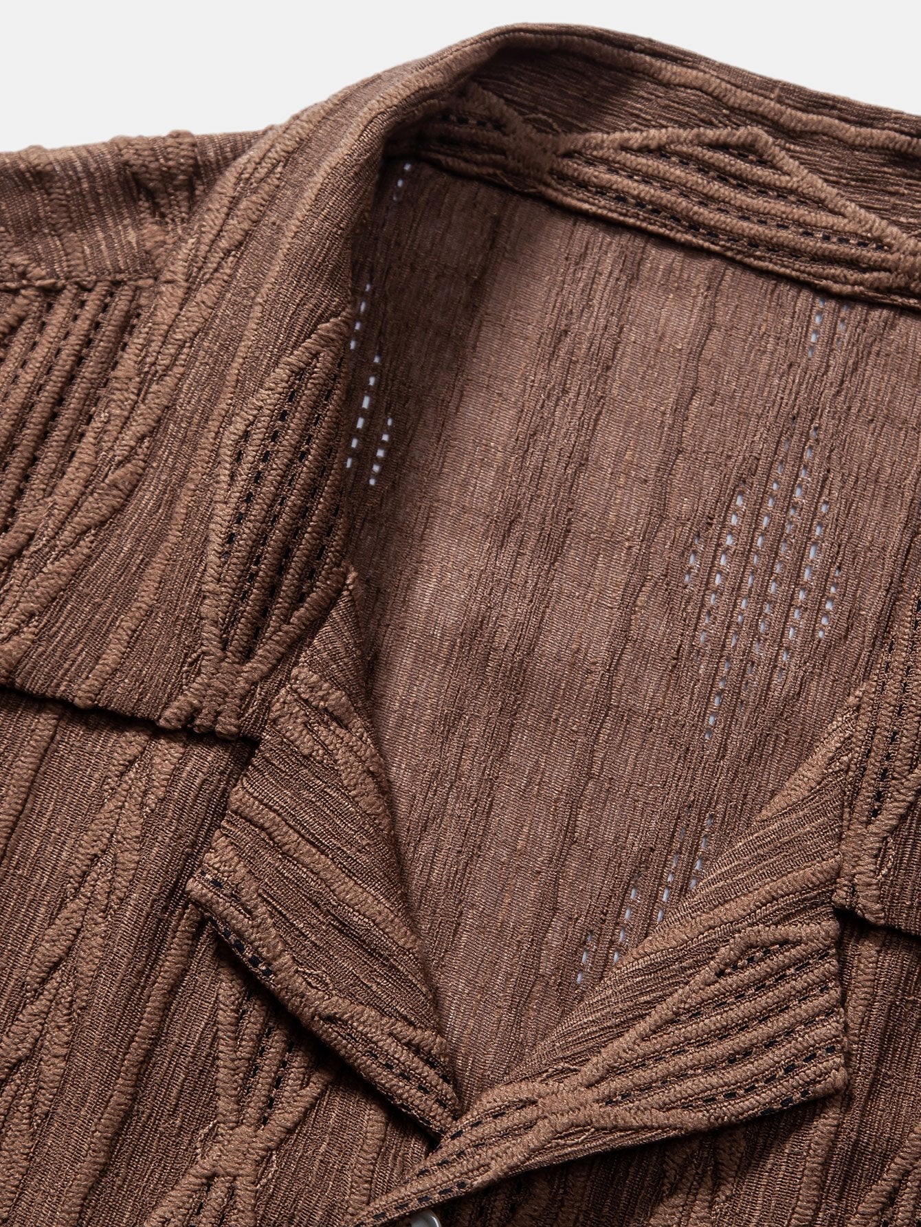 Geometric Jacquard Eyelet Cuban Shirt & Linen Cotton Blend Cropped Pants