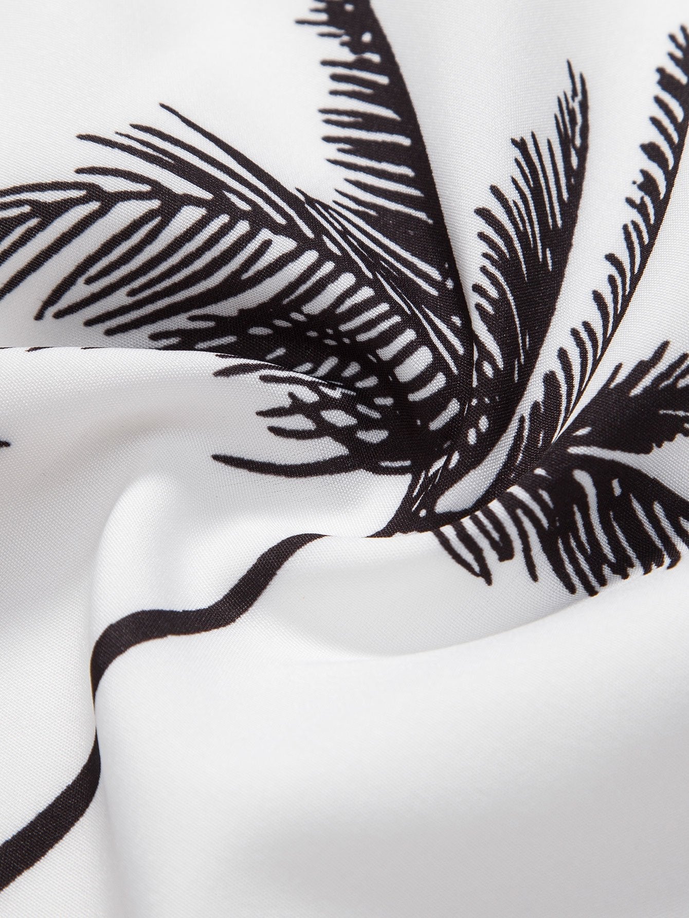 Palm Tree Print Button Up Shirt & Stripe Print Swim Shorts