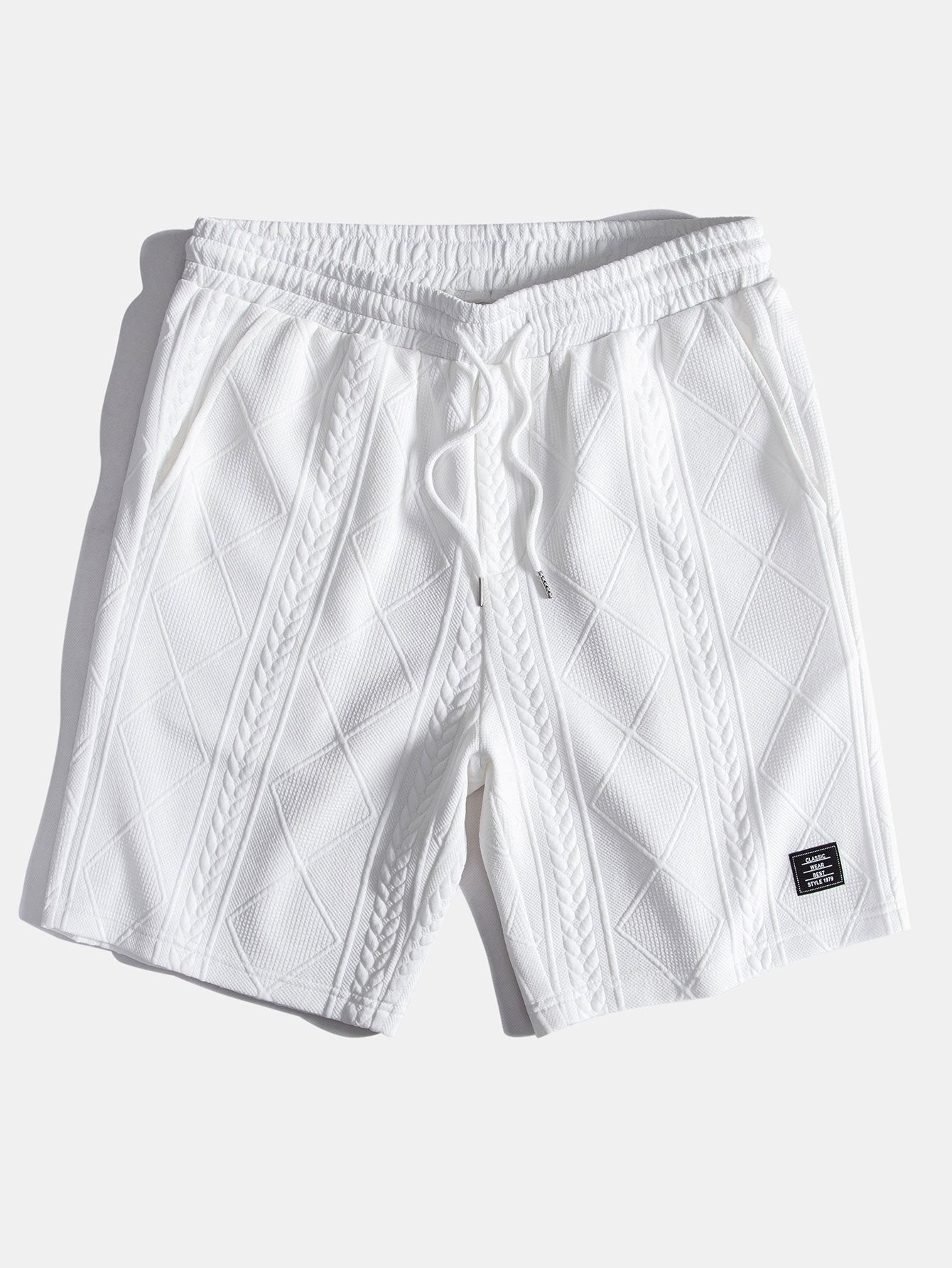 Geometric Jacquard Drawstring Shorts